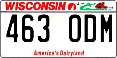 WI license plate 463ODM