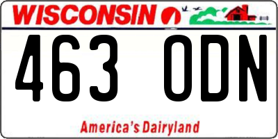 WI license plate 463ODN