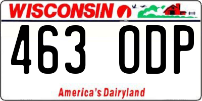 WI license plate 463ODP