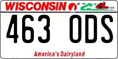 WI license plate 463ODS