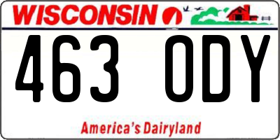 WI license plate 463ODY