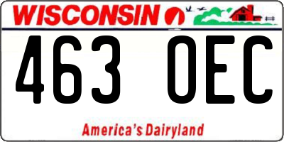 WI license plate 463OEC