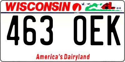 WI license plate 463OEK
