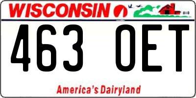 WI license plate 463OET