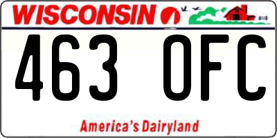 WI license plate 463OFC