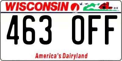 WI license plate 463OFF