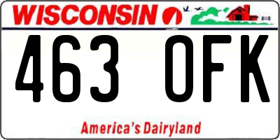 WI license plate 463OFK