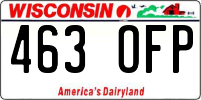 WI license plate 463OFP