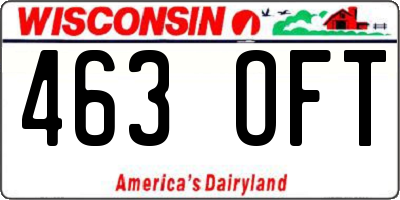 WI license plate 463OFT
