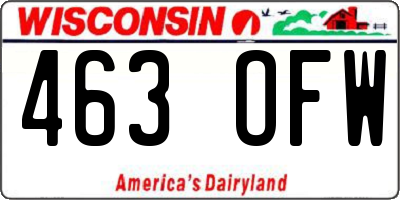 WI license plate 463OFW
