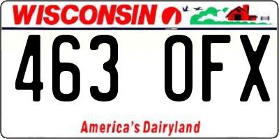 WI license plate 463OFX
