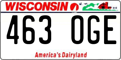 WI license plate 463OGE