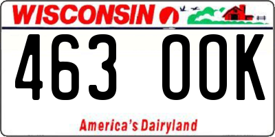 WI license plate 463OOK