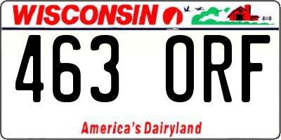 WI license plate 463ORF