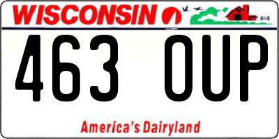 WI license plate 463OUP