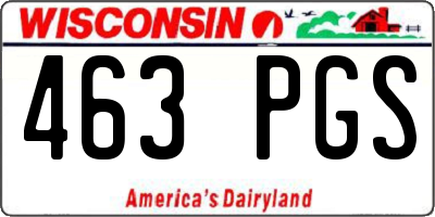 WI license plate 463PGS