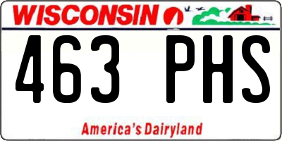 WI license plate 463PHS