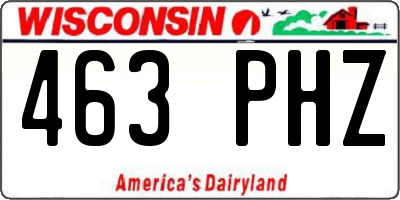 WI license plate 463PHZ