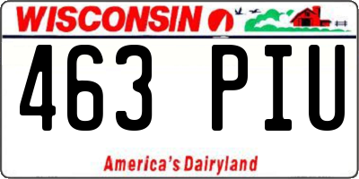 WI license plate 463PIU