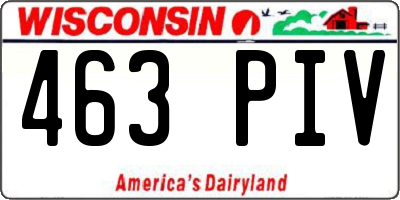 WI license plate 463PIV