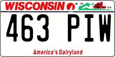 WI license plate 463PIW