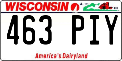 WI license plate 463PIY