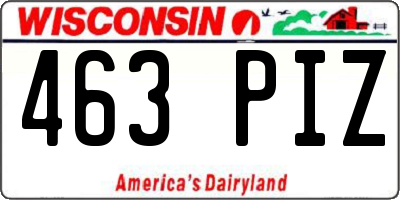 WI license plate 463PIZ