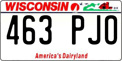 WI license plate 463PJO