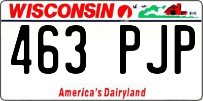 WI license plate 463PJP