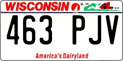 WI license plate 463PJV