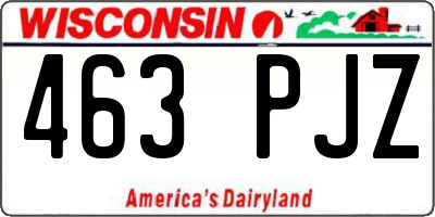 WI license plate 463PJZ