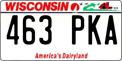 WI license plate 463PKA