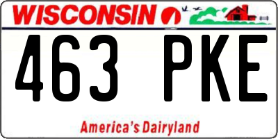 WI license plate 463PKE