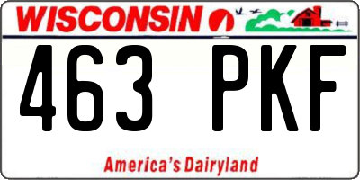 WI license plate 463PKF