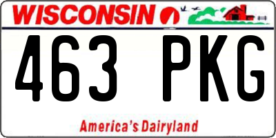 WI license plate 463PKG