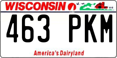 WI license plate 463PKM