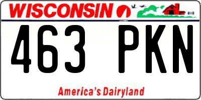 WI license plate 463PKN