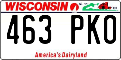 WI license plate 463PKO