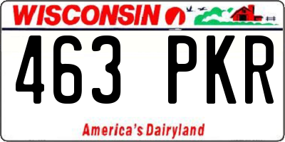 WI license plate 463PKR