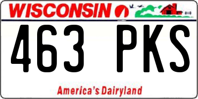 WI license plate 463PKS