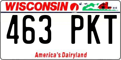 WI license plate 463PKT