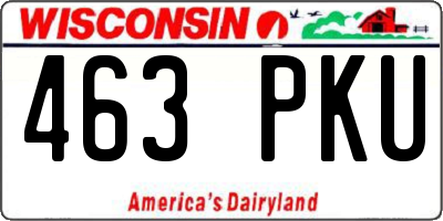 WI license plate 463PKU