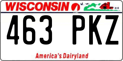 WI license plate 463PKZ
