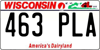 WI license plate 463PLA