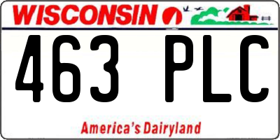 WI license plate 463PLC