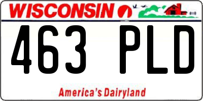 WI license plate 463PLD