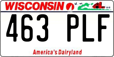 WI license plate 463PLF