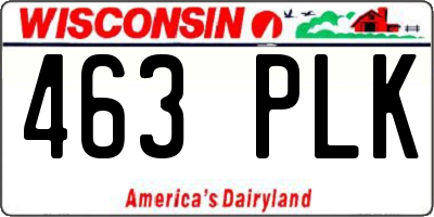 WI license plate 463PLK