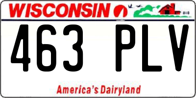 WI license plate 463PLV