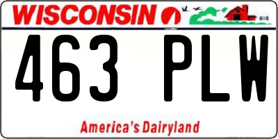 WI license plate 463PLW